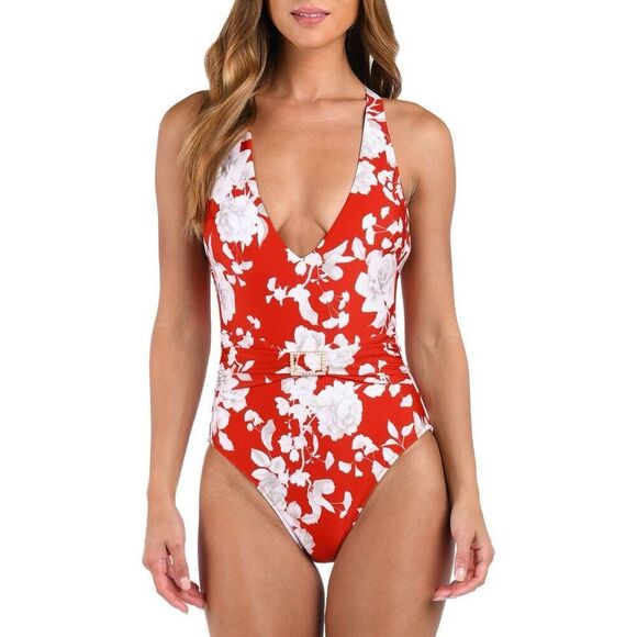 L'Agence Women's Rouge Lisa Ikebana Plunge Floral One-Piece Swimsuit Sz XL NWOT - Picture 1 of 10